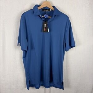 RLX Ralph Lauren Golf Short Sleeve Golf Polo Shirt Size Medium‎ Blue Wicking NWT